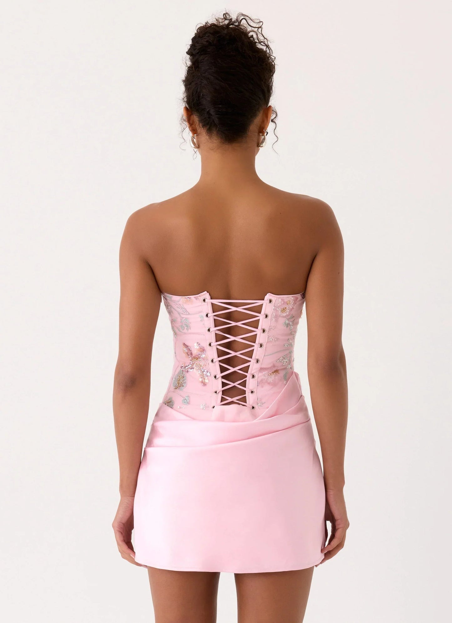 Angelique Beaded Mini Dress Pink