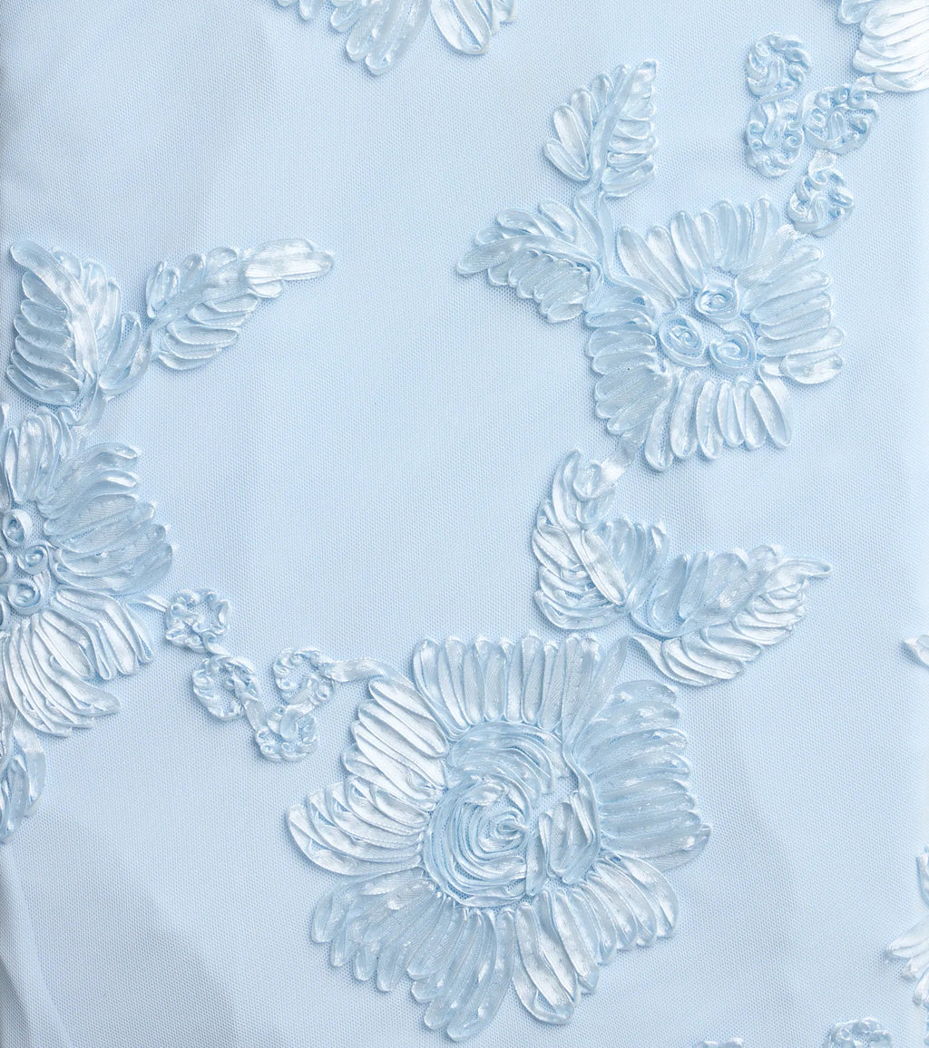Gabi Lace-Up Floral Trim Mermaid Formal Dress