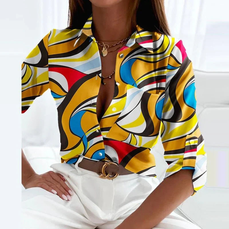 Everly Geometric Collared Top