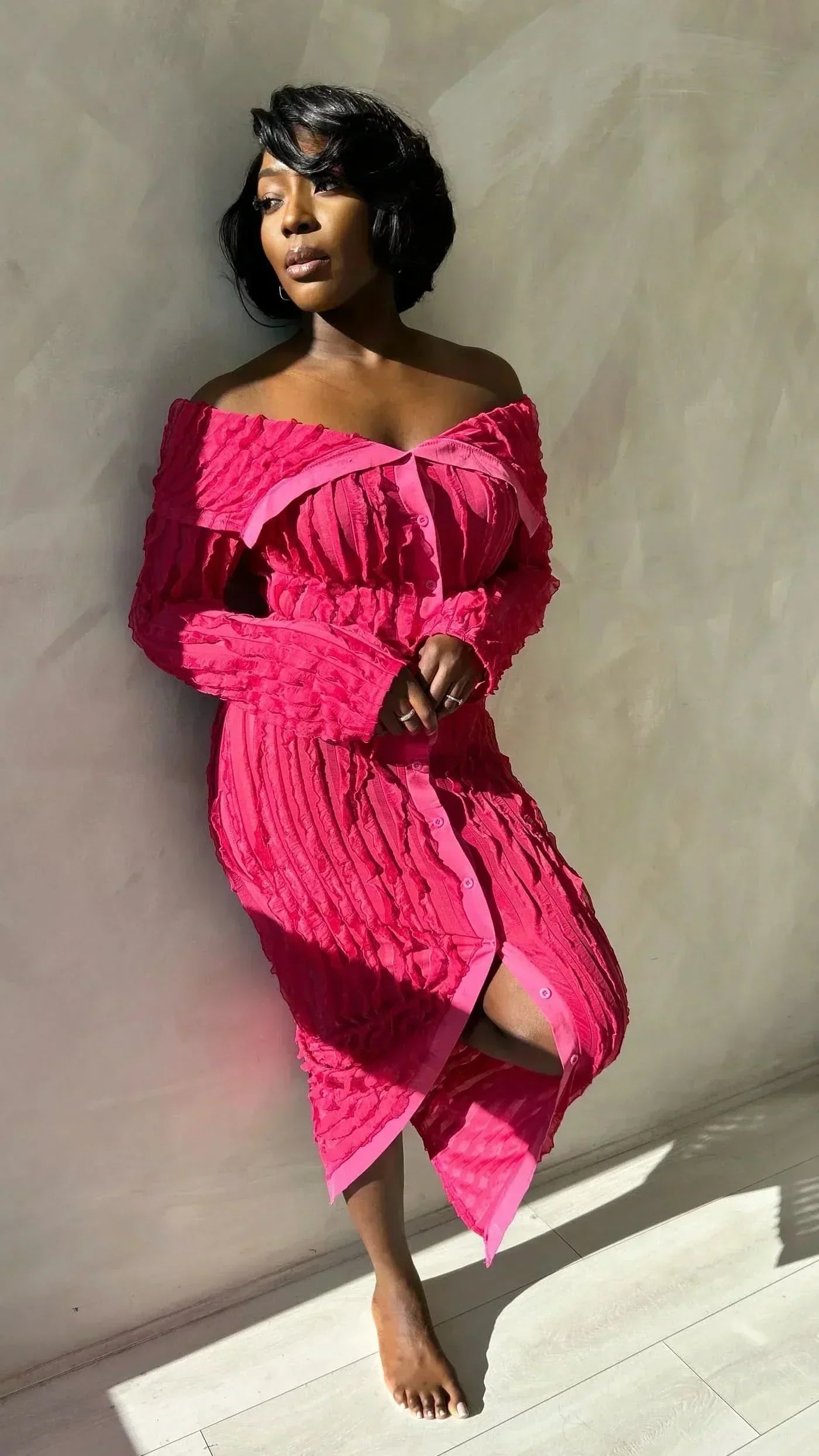Cameron Ruched Midi Dress