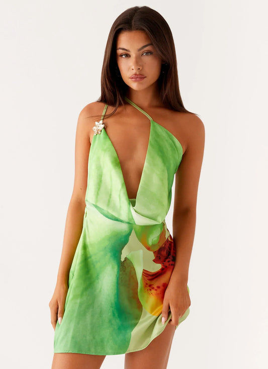 Aiva Mini Dress - Green Floral