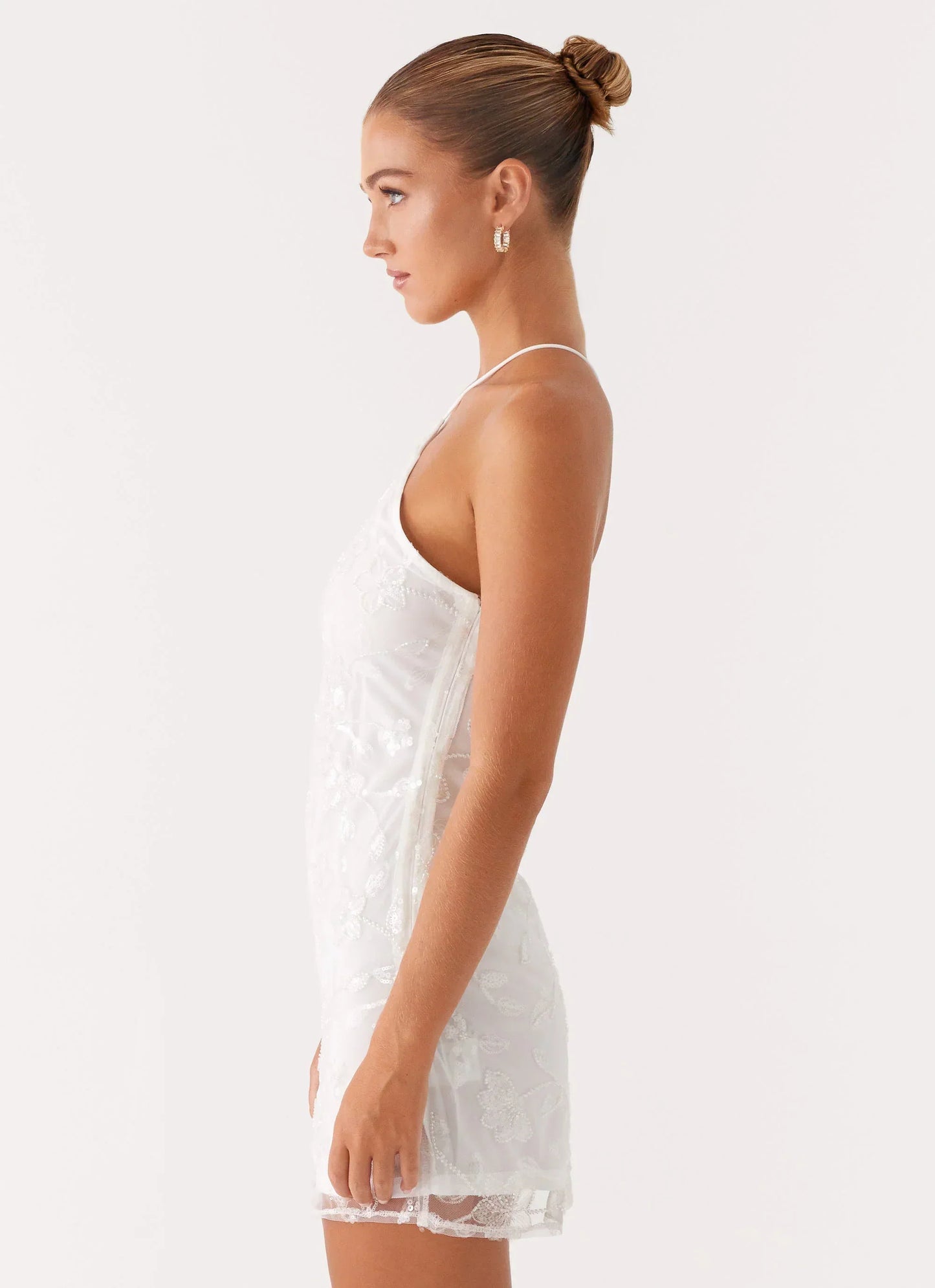 Rumi Beaded Mini Dress - White