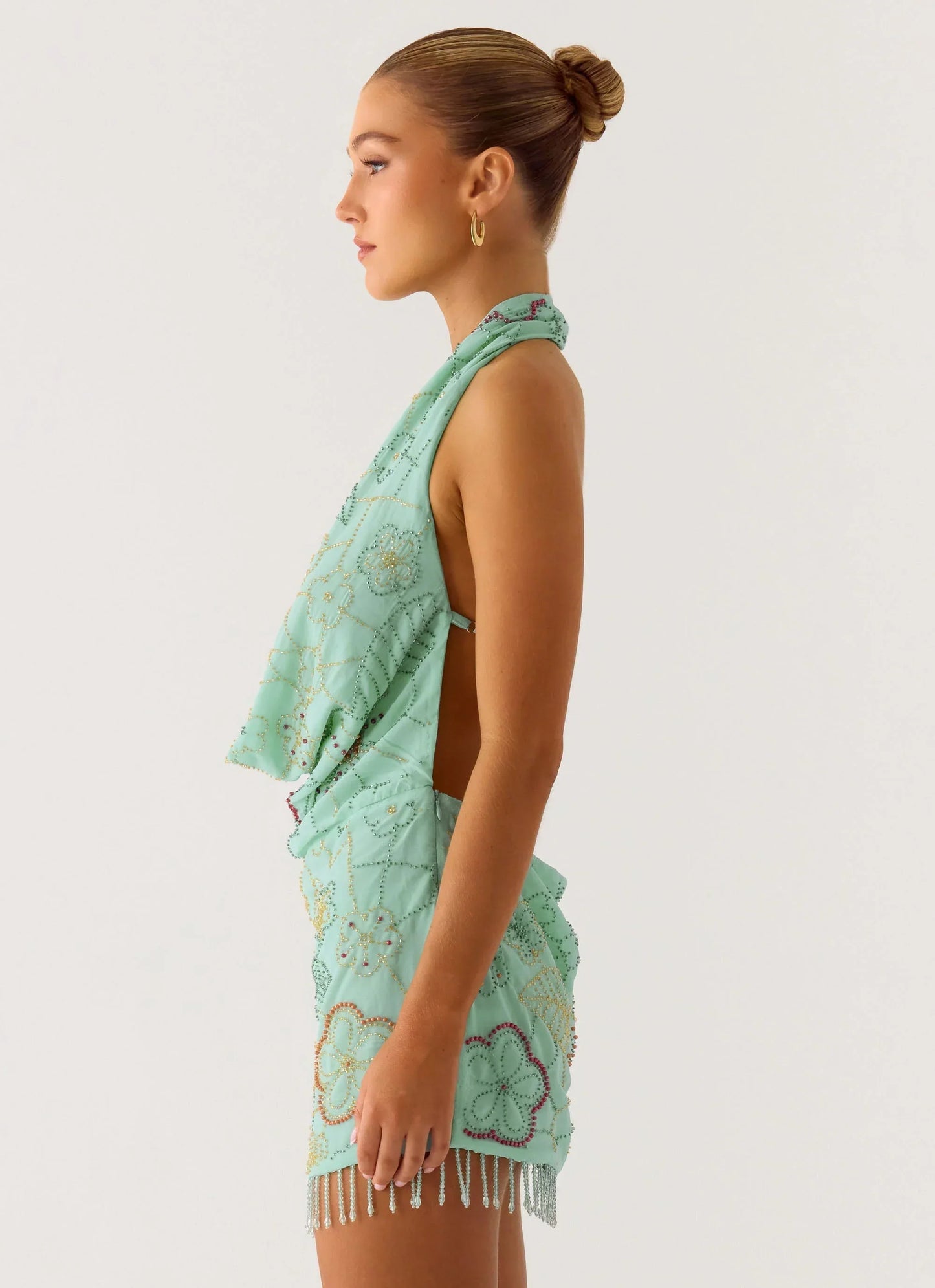 Outlaw Beaded Mini Dress Mint