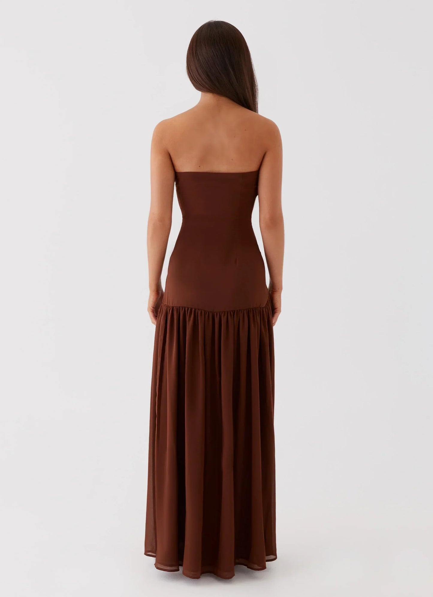 Eden Strapless Maxi Dress - Brown