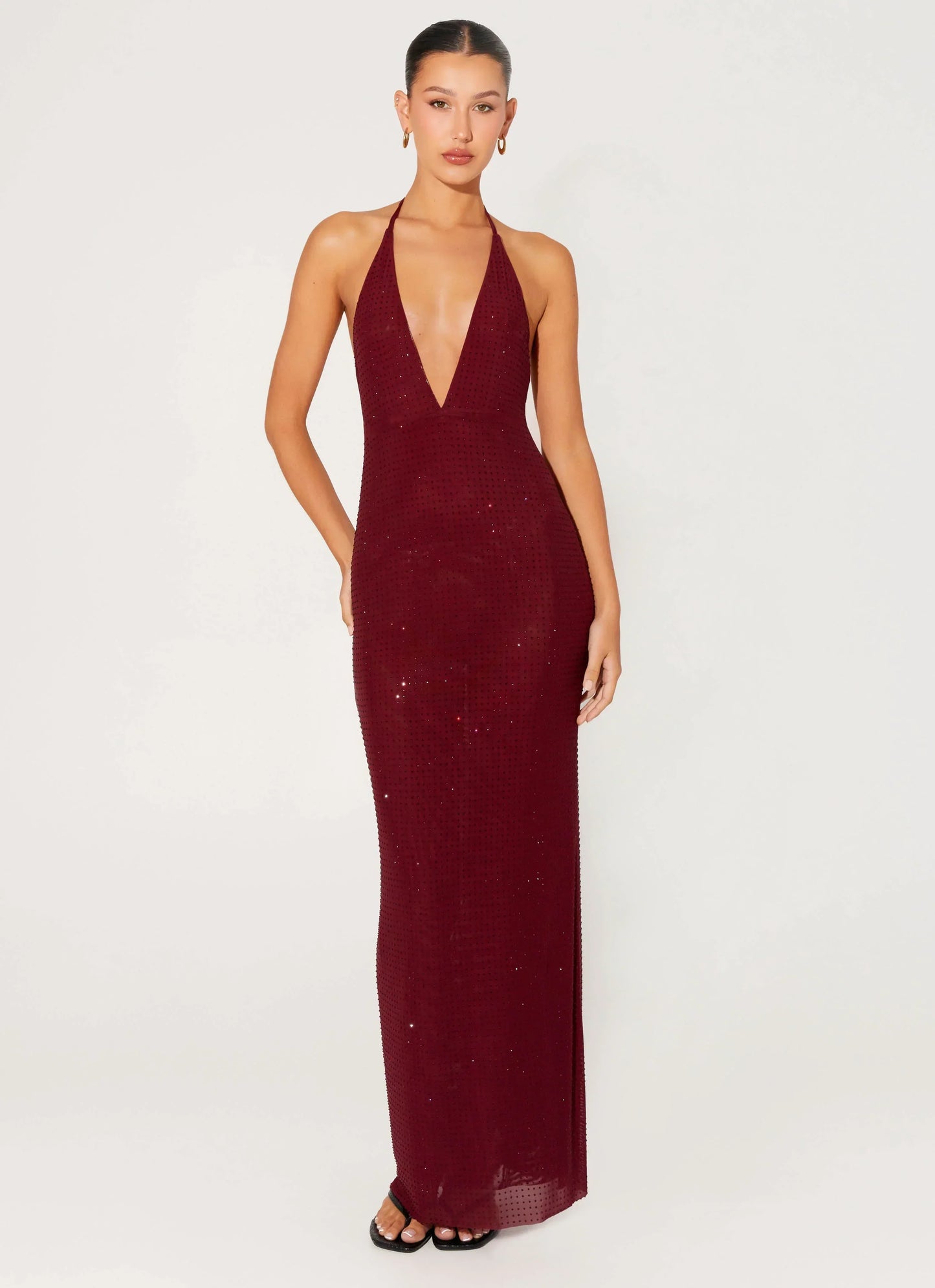 Keliese Beaded Maxi Dress - Burgundy
