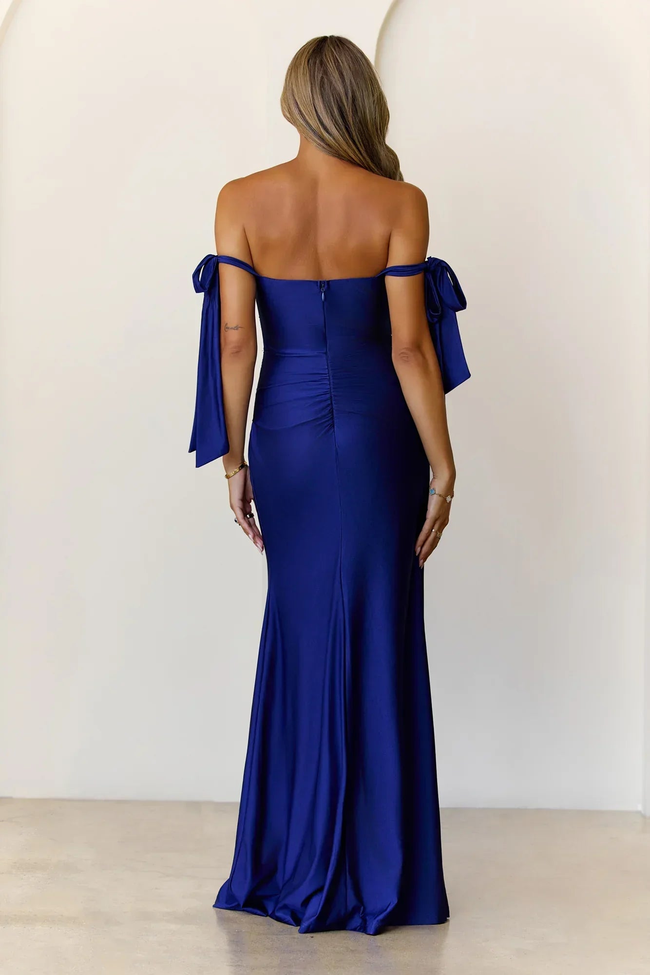 Whispers Of Dusk Off Shoulder Maxi Dress Navy