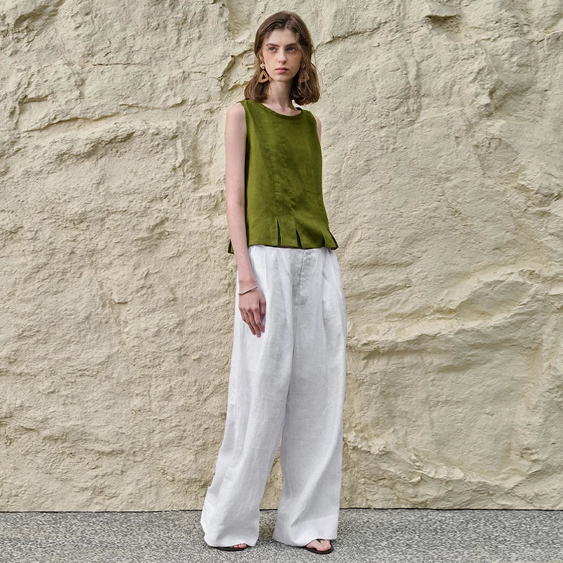 Duttini | Pleated Hem Linen Top