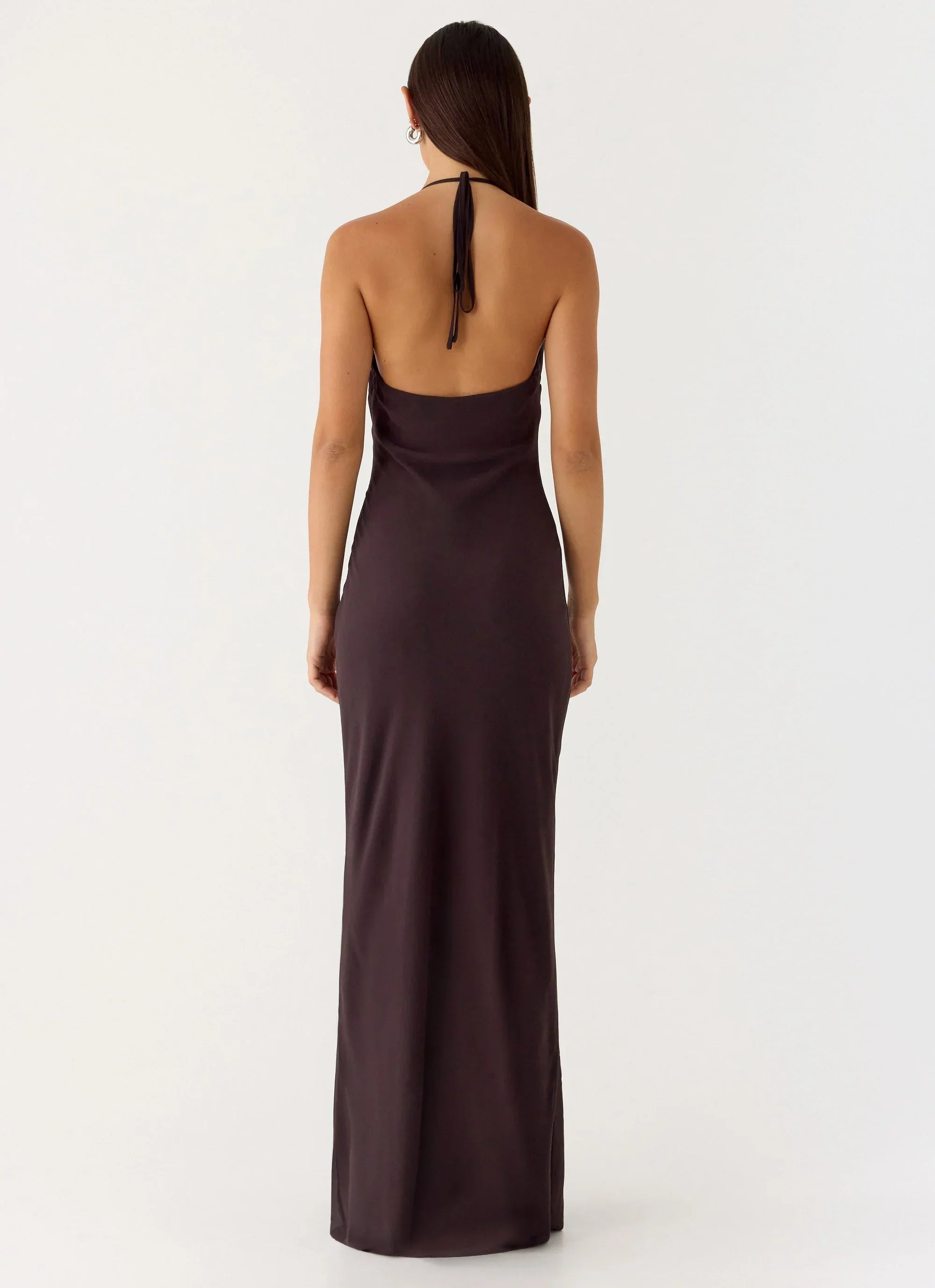 Indya Halter Maxi Dress Chocolate