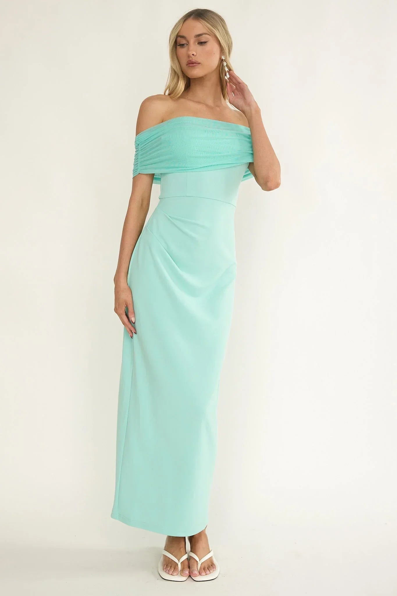 Love Languages Off Shoulder Maxi Dress Mint