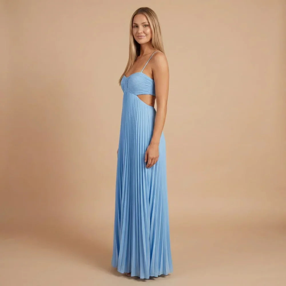 Riley Pleated Halter Maxi Dress