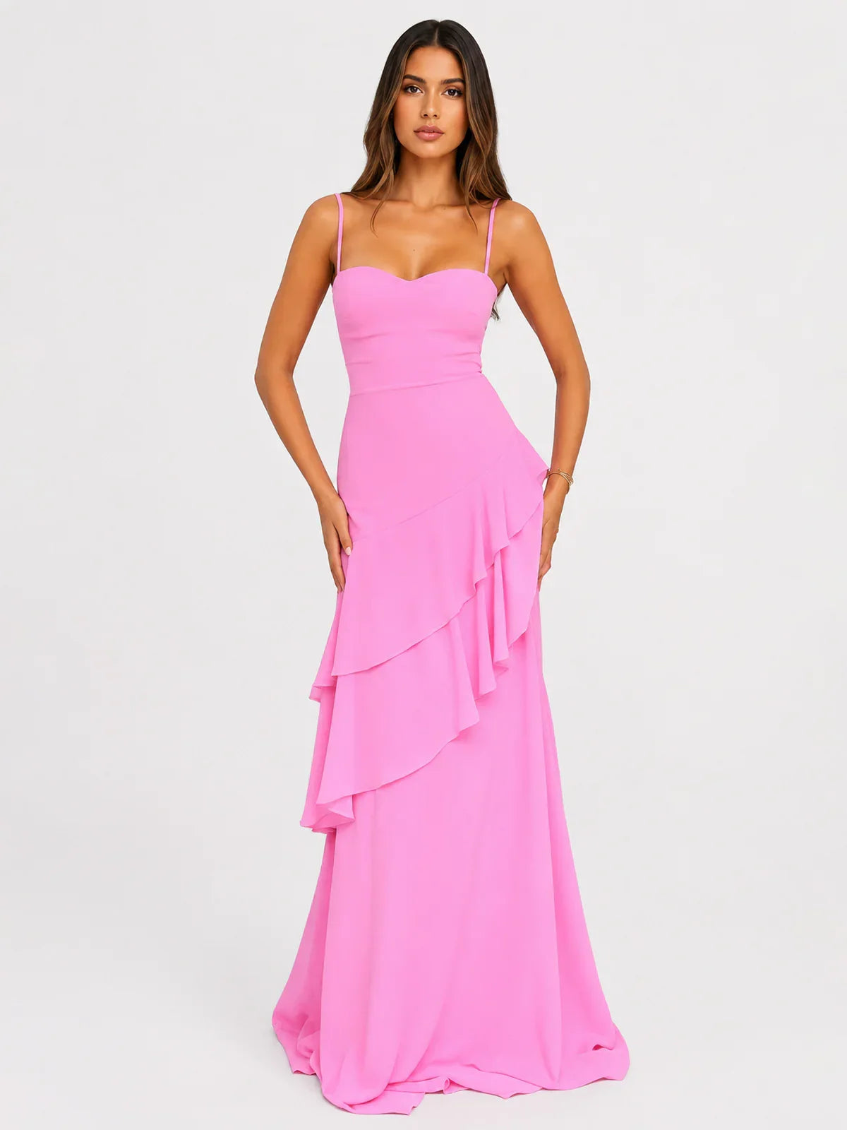 Anais Tiered Ruffle Maxi Dress - Pink