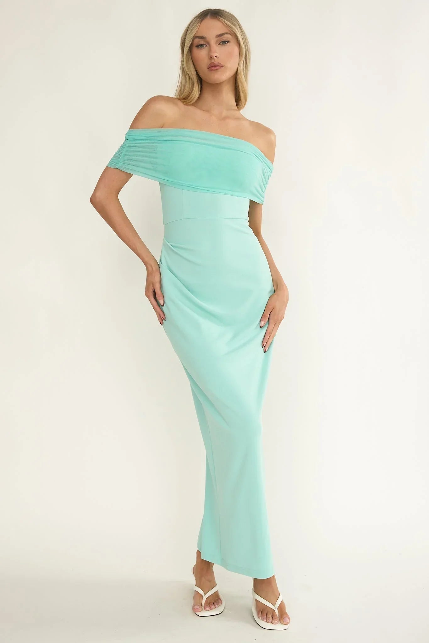 Love Languages Off Shoulder Maxi Dress Mint