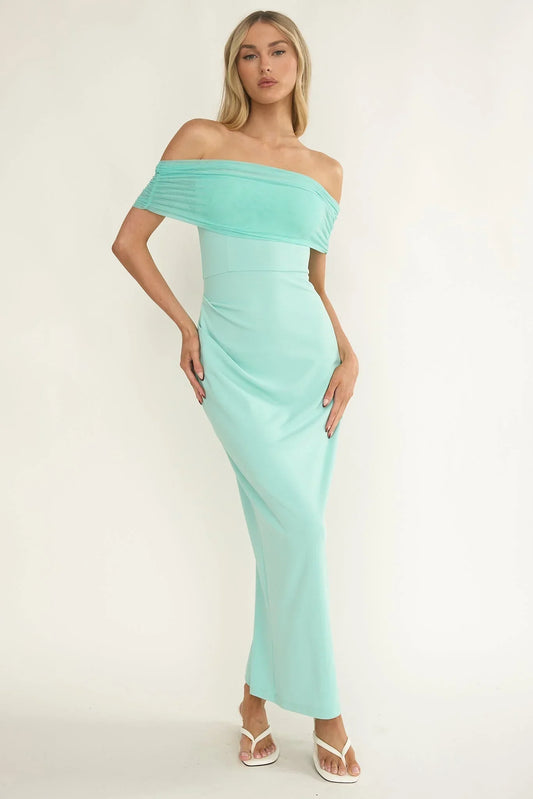 Love Languages Off Shoulder Maxi Dress Mint