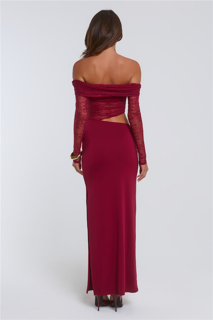 In The Current Strapless Maxi Dress Red