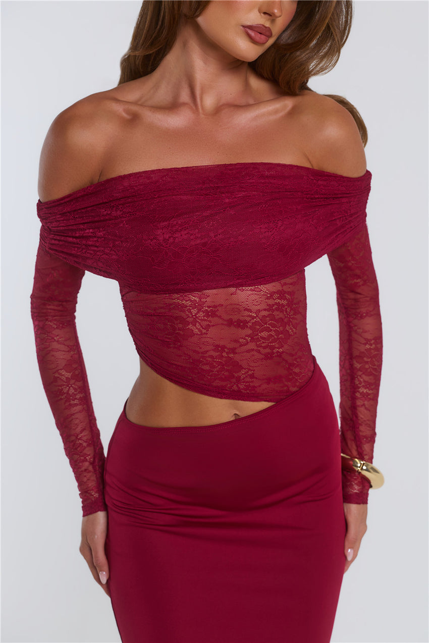 In The Current Strapless Maxi Dress Red
