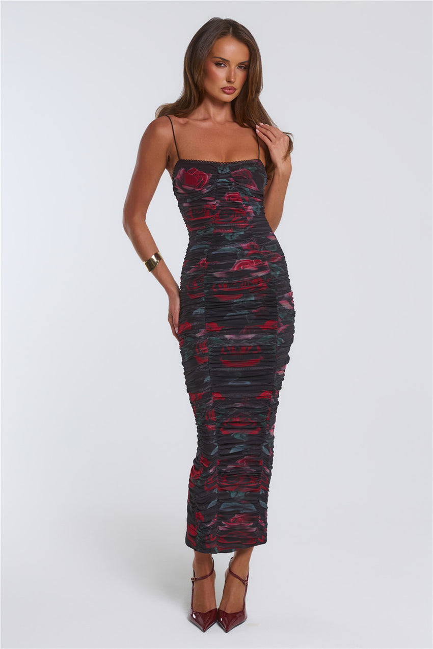 Beloved Kisses Bodycon Maxi Dress Black