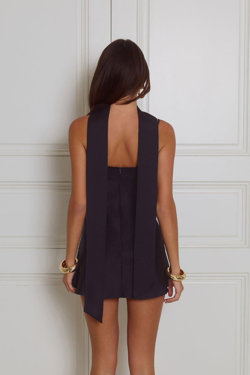 Diva Energy Satin Mini Dress Black