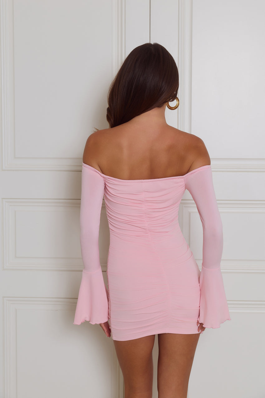 Temptation Of You Long Sleeve Mini Dress Pink