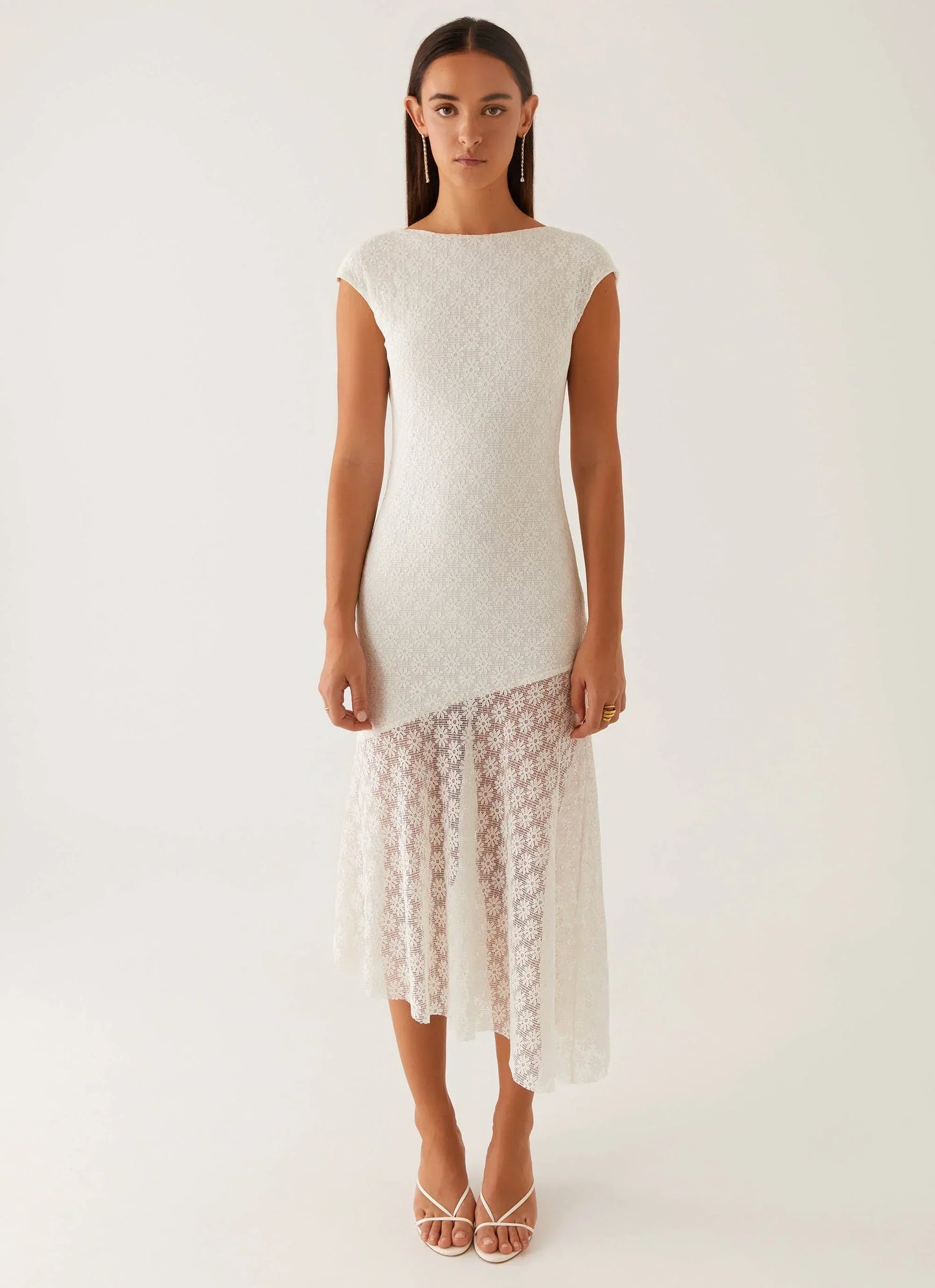 Arielle Open Back Midi Dress - White