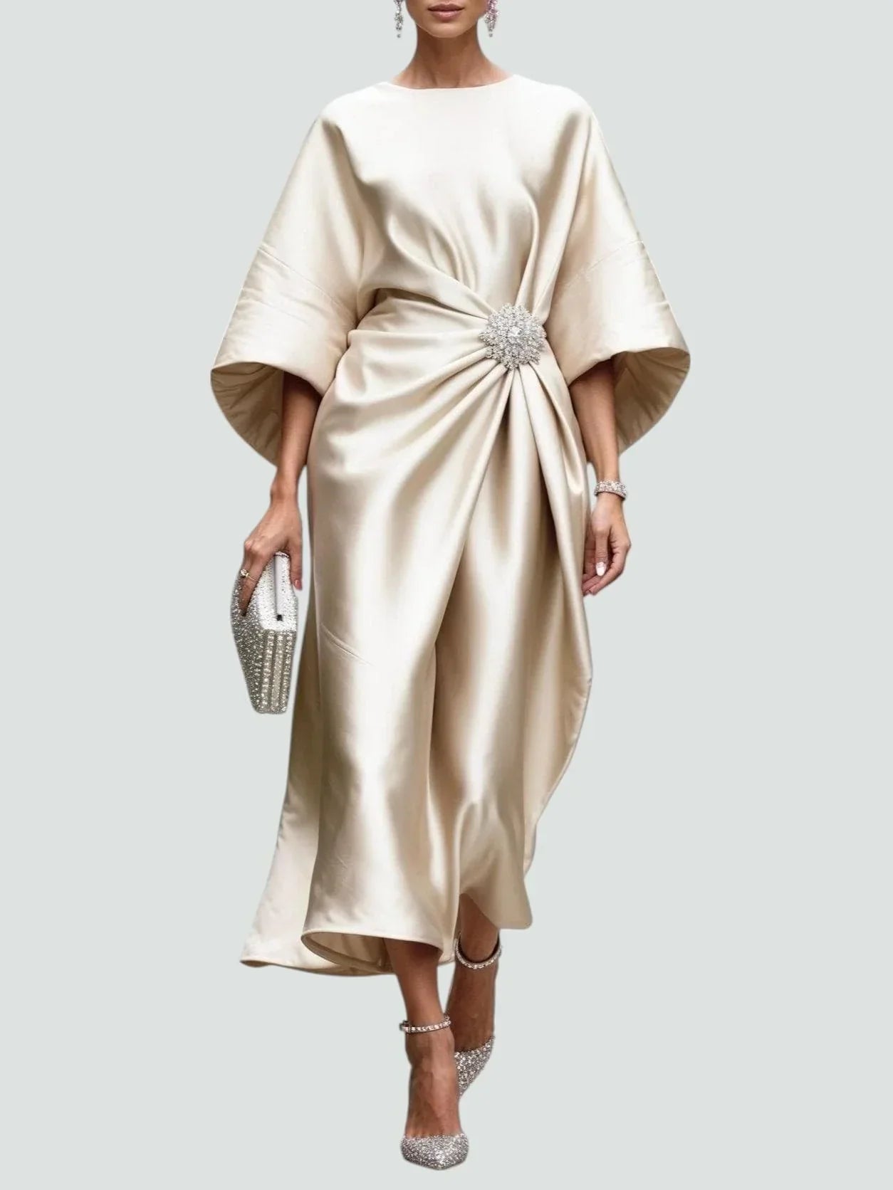 Alessandra Satin Midi Dress