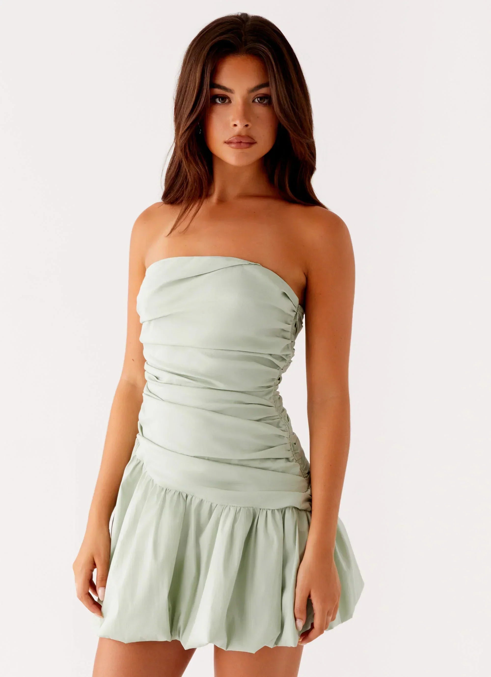 Floria Bubble Mini Dress - Sage