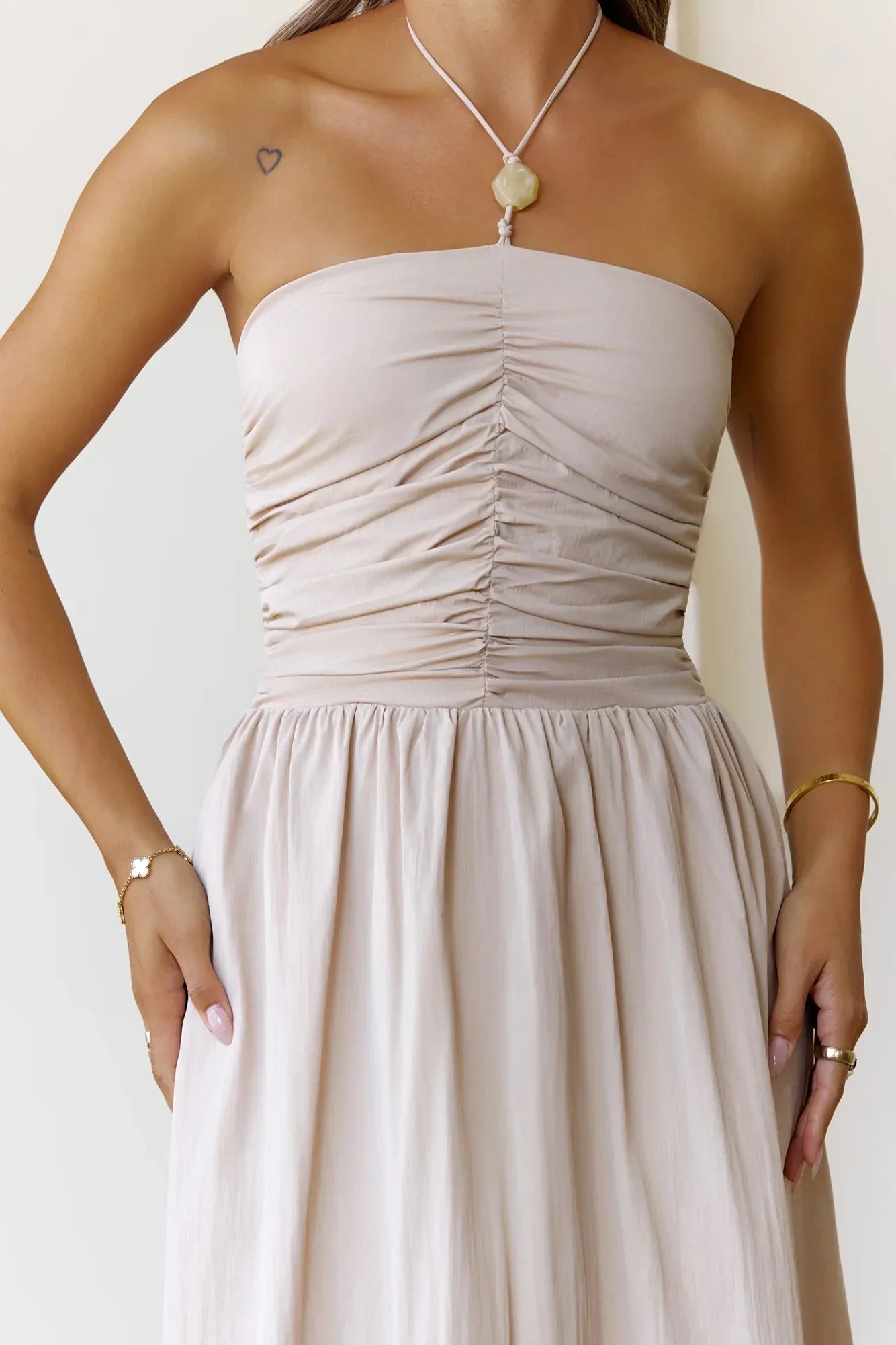 Soft Intentions Halter Mini Dress Beige
