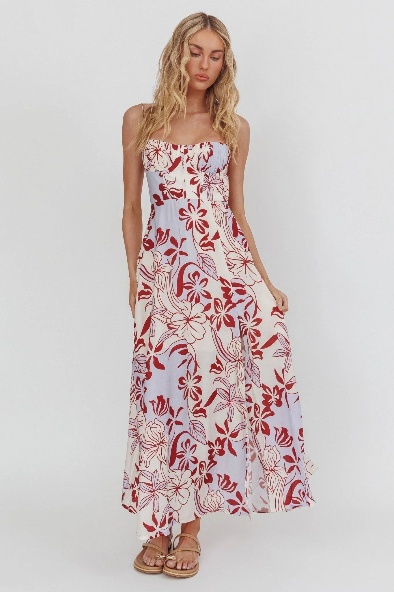 Echoes A Line Midi Dress Floral Purple