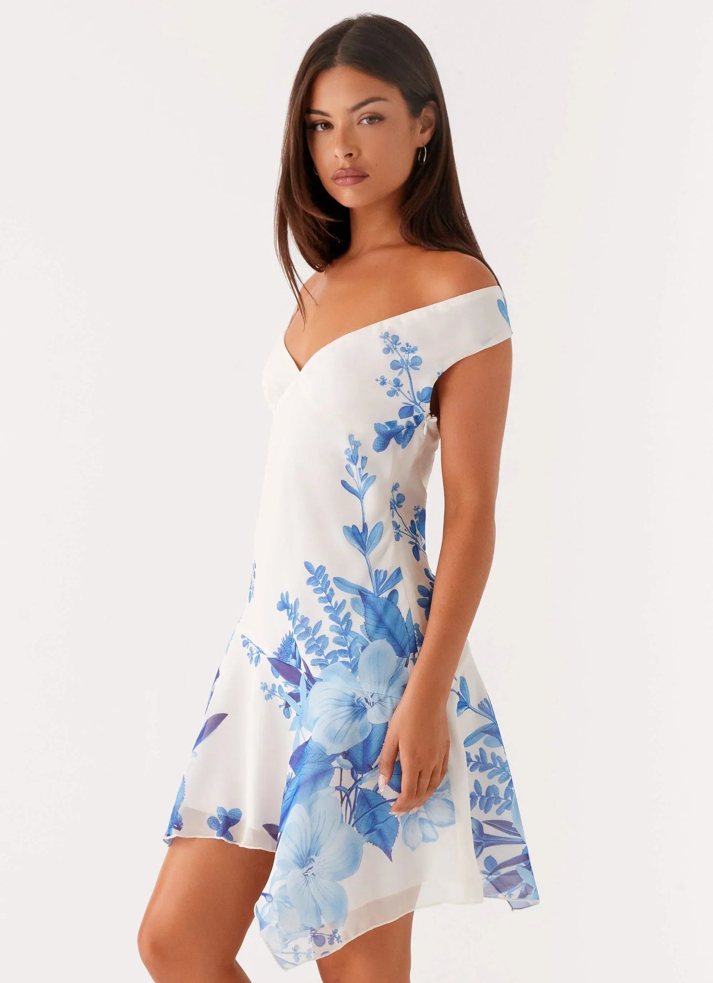 Alma Mini Dress - Blue Floral Print