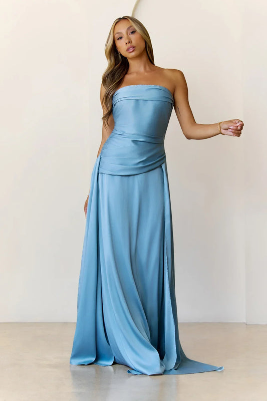 Sugar Cubes Strapless Maxi Dress  Blue