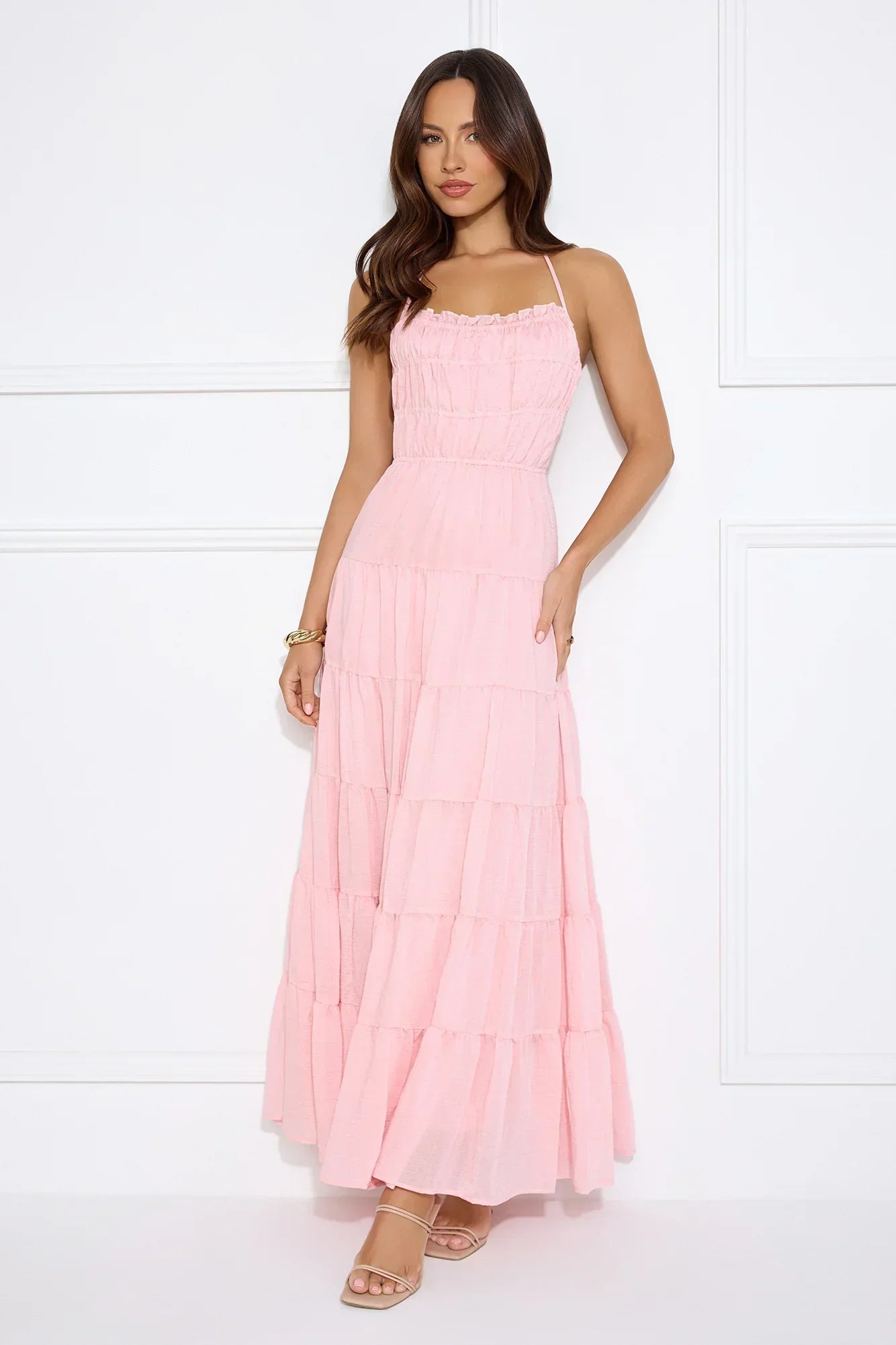 Make Up Halter Maxi Dress Pink
