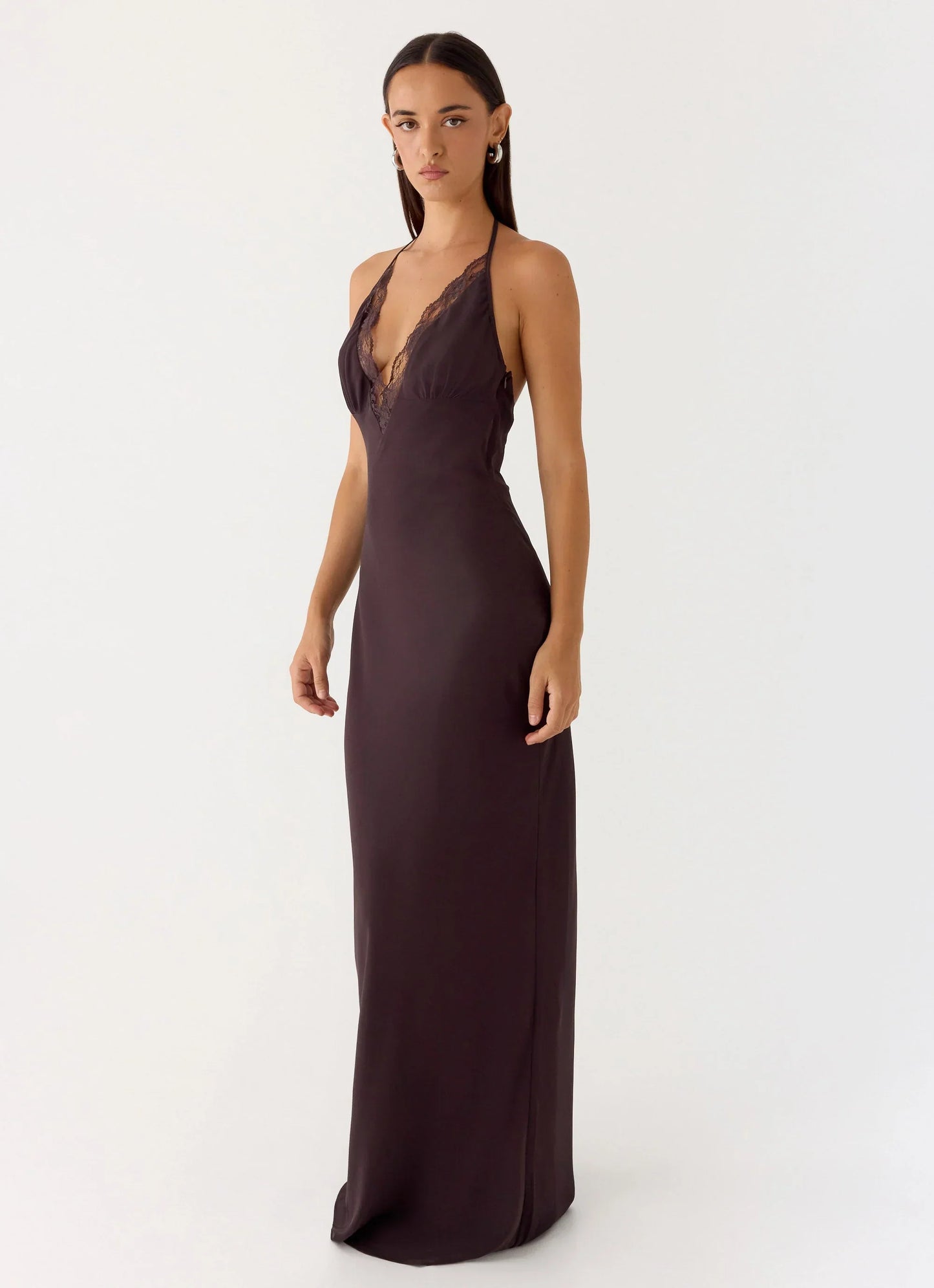 Indya Halter Maxi Dress Chocolate