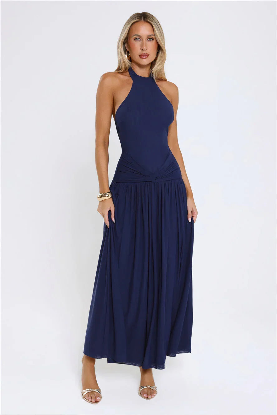 Mirielle Halter Maxi Dress Navy