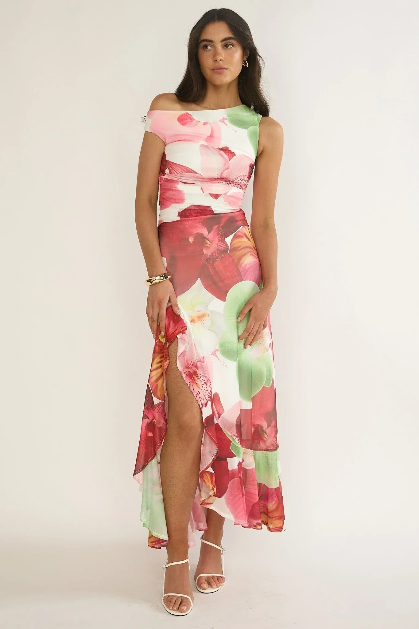 Moonlit Neckline Maxi Dress Floral