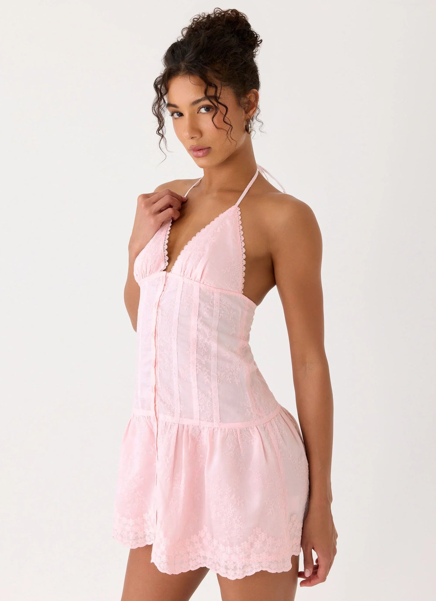 Non Stop Halter Mini Dress Pink