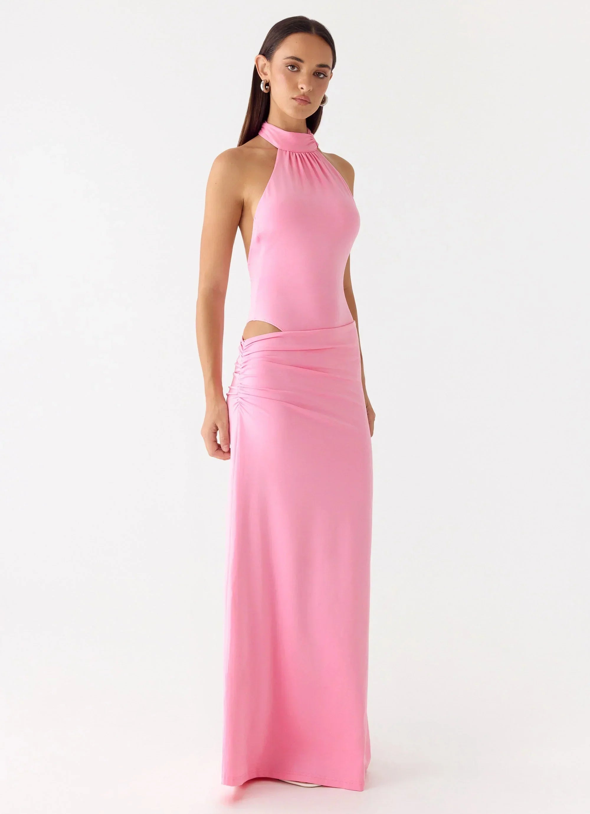 On My Way Bodysuit Maxi Dress - Pink