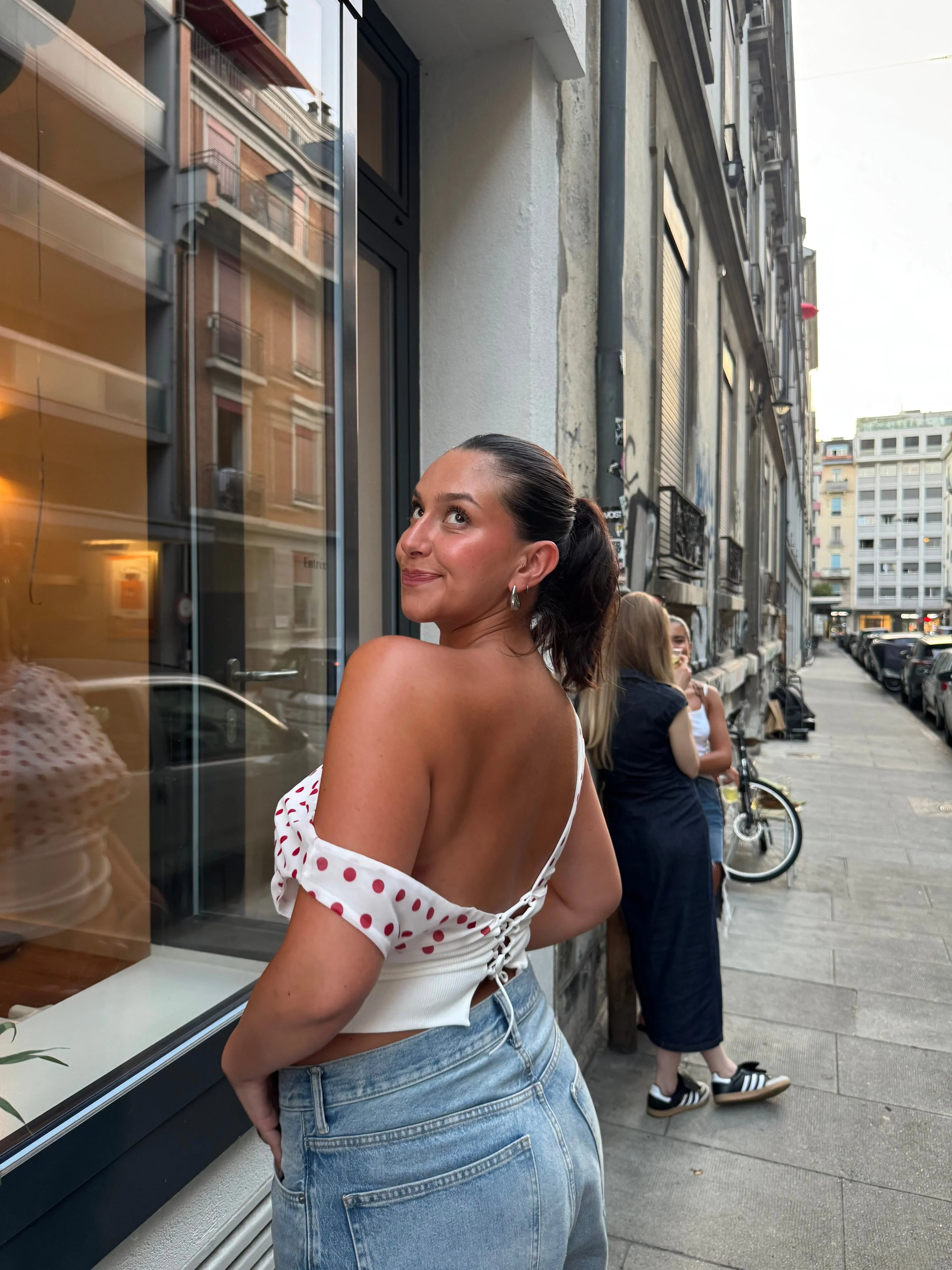 Sienna Draped Polka Dot Crop Top