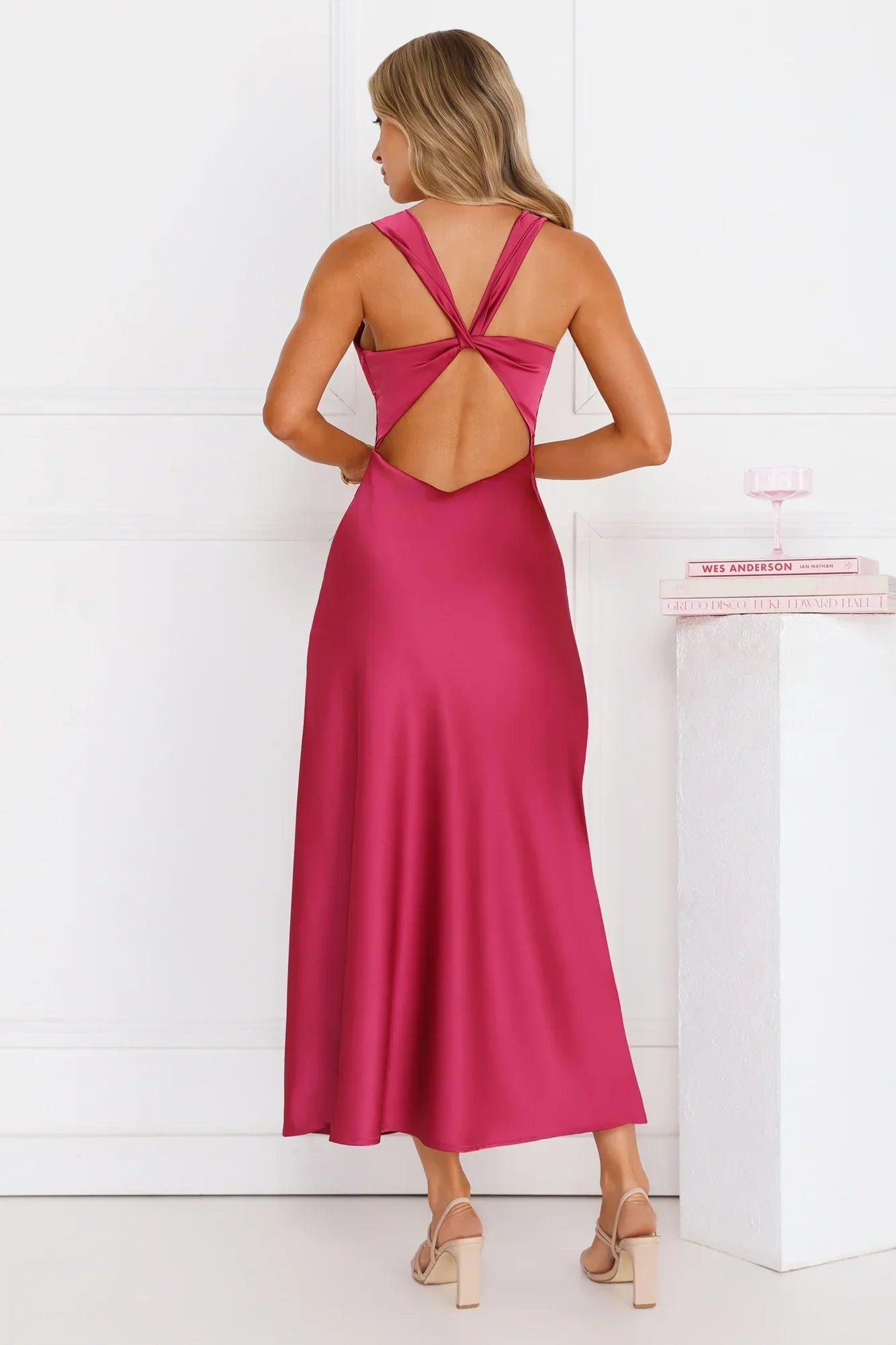 Doing The Most Satin Maxi Dress Burgundy