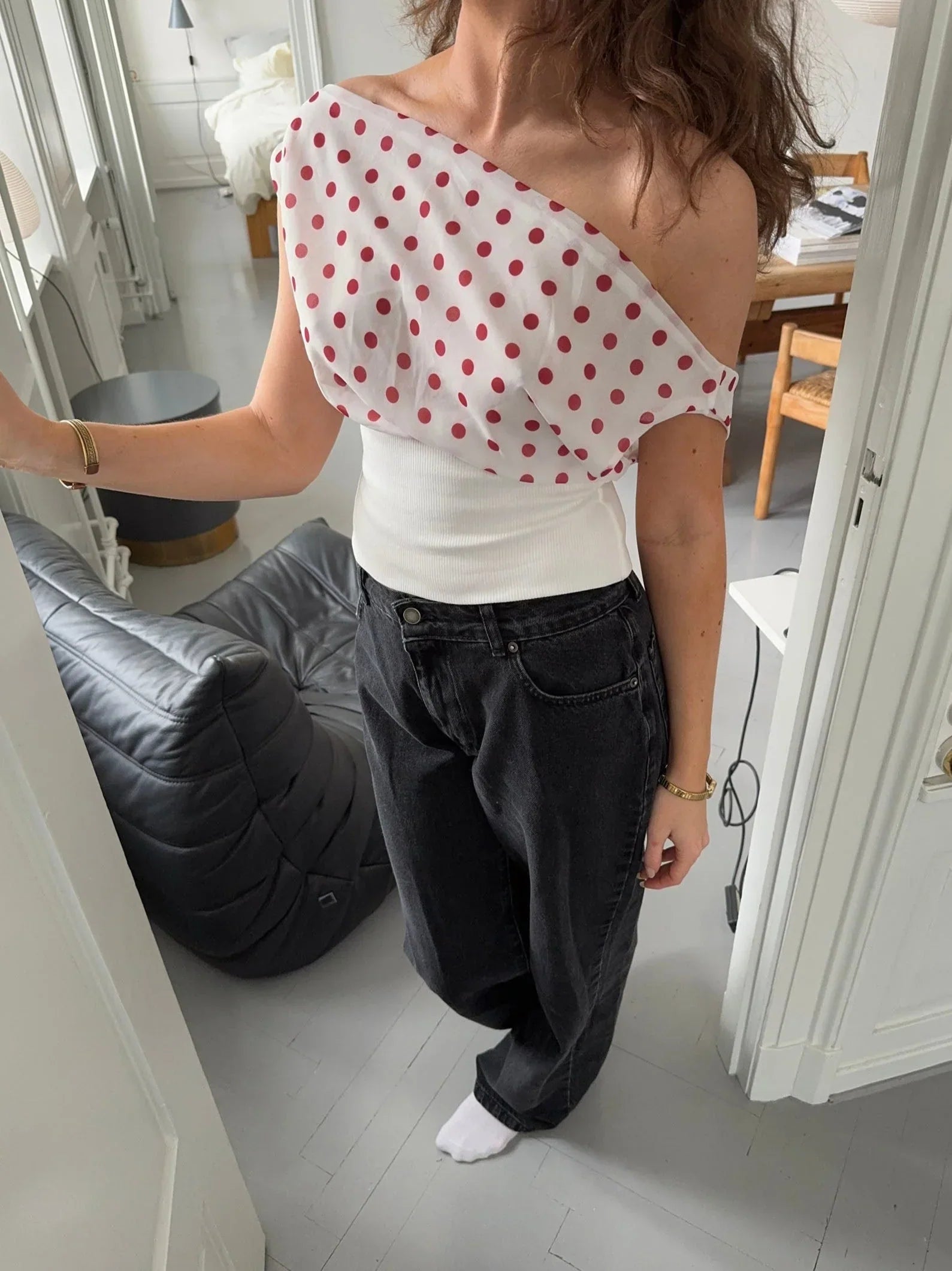 Sienna Draped Polka Dot Crop Top