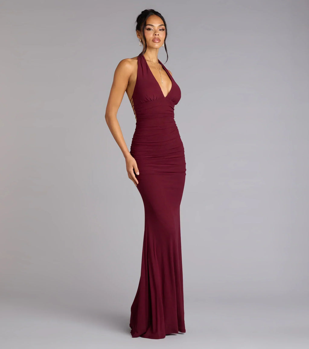 Juliana Mesh Strappy Back Formal Dress