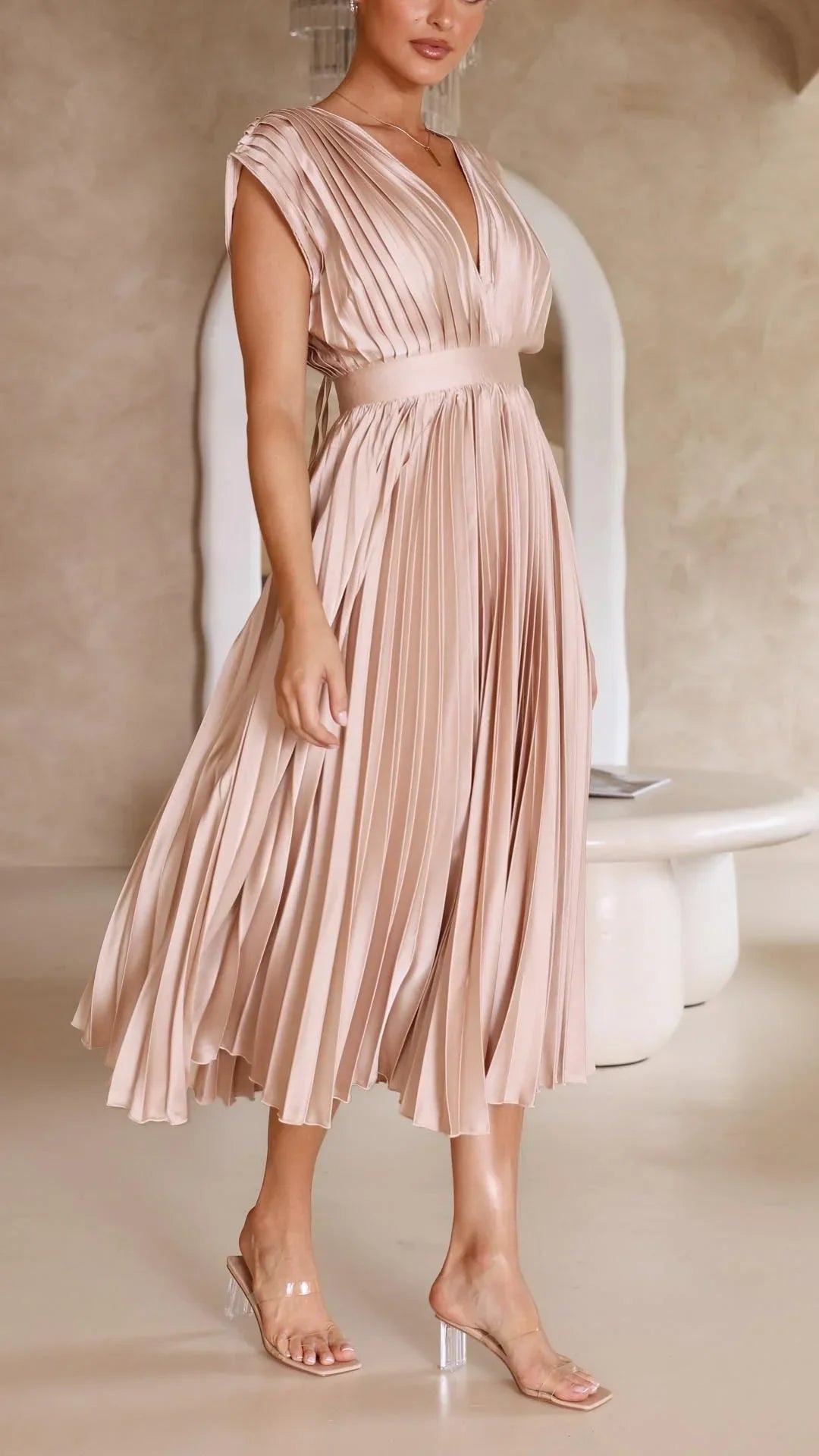 Rosalie Pleated Midi Dress