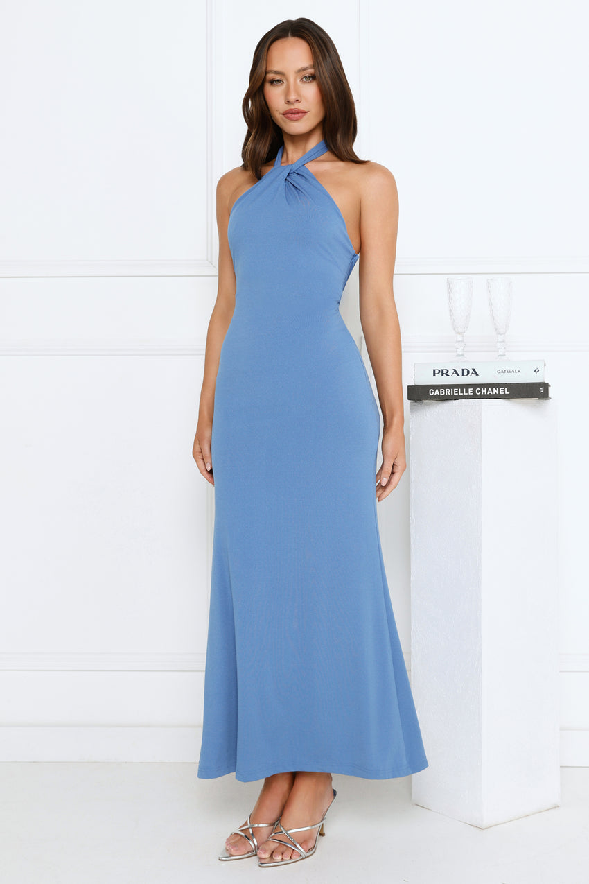 Sparkalina Halter Maxi Dress Blue