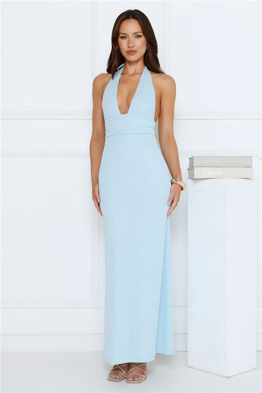 Palm Avenue Halter Maxi Dress Blue