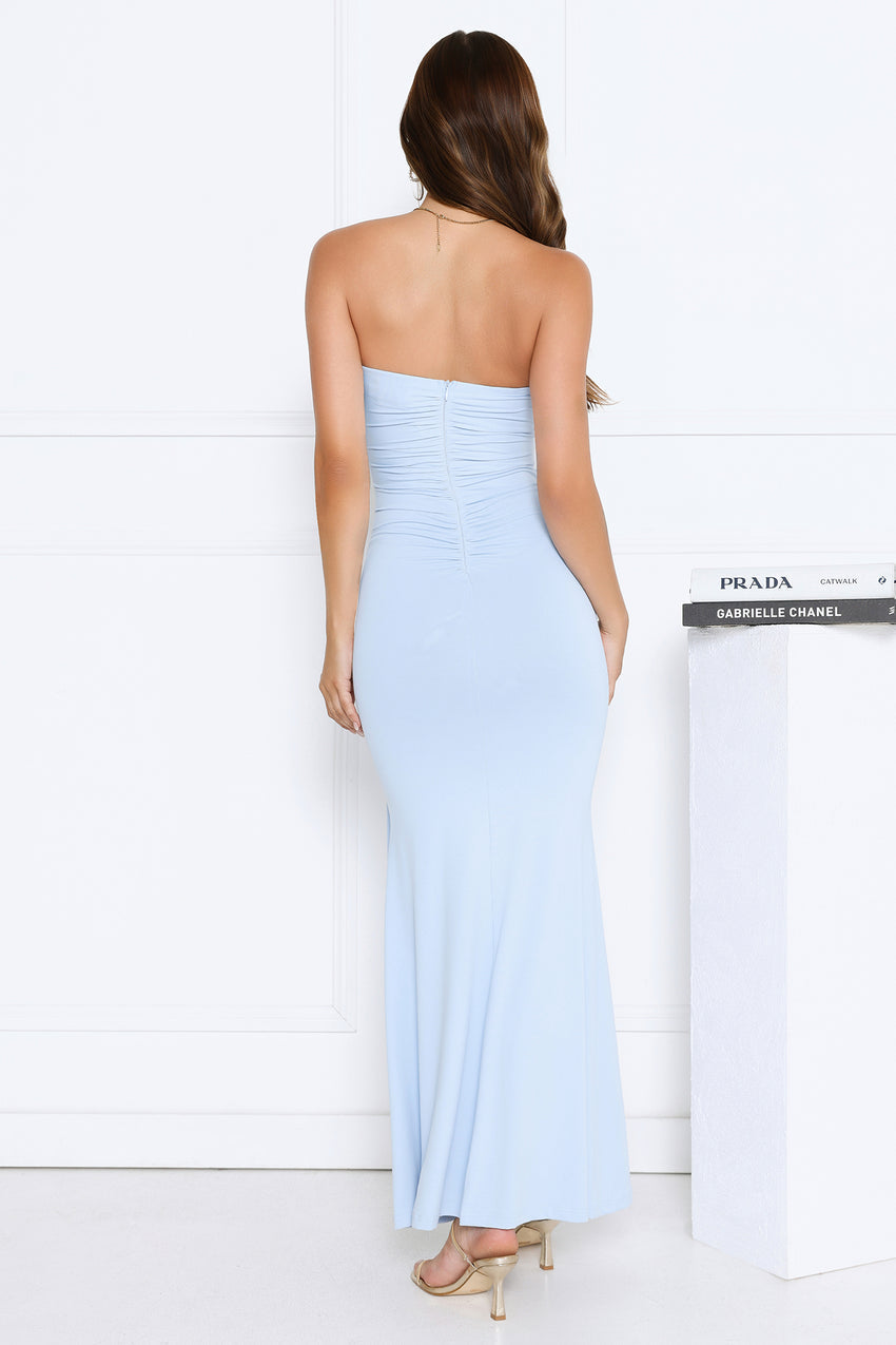 Luxe Rendezvous Strapless Maxi Dress Blue