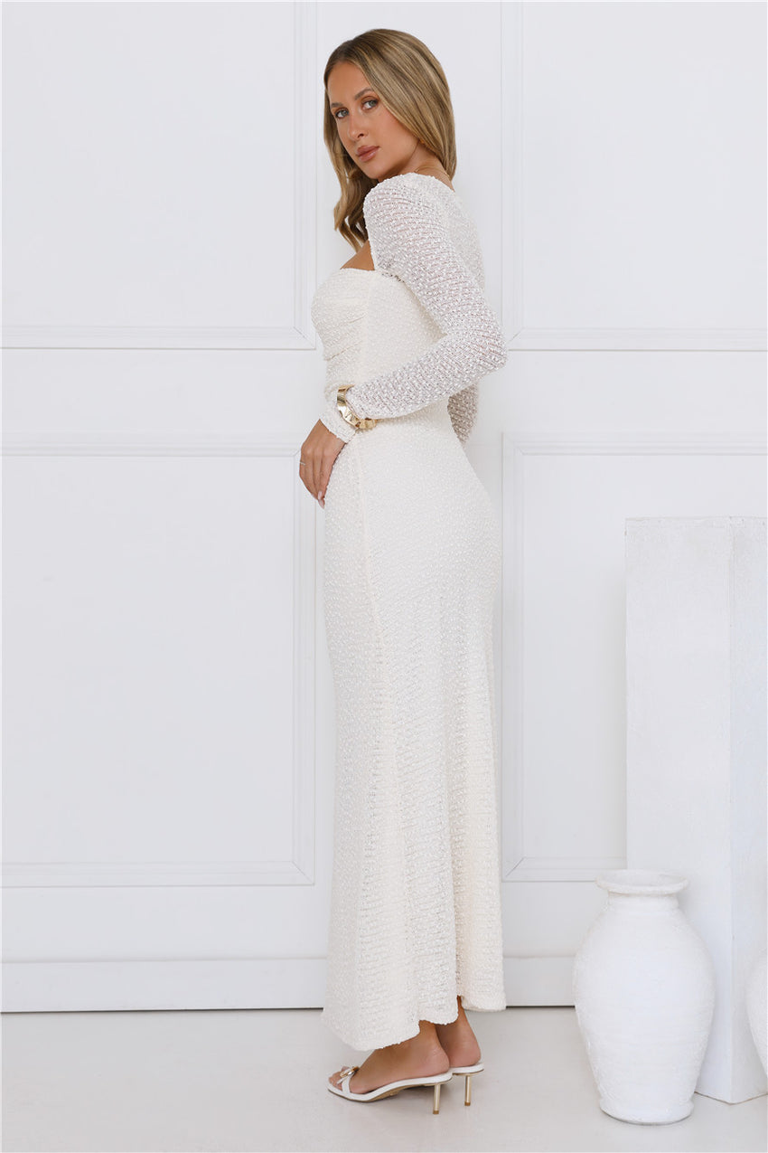 Hot Girl Habits Long Sleeve Maxi Dress Beige