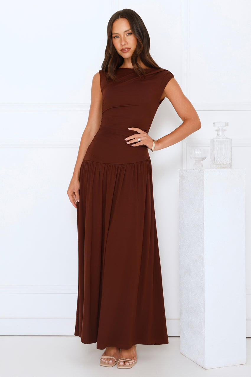 Sophisticated Simplicity Maxi Dress Brown