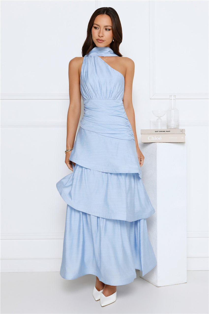 Cara One Shoulder Maxi Dress Blue