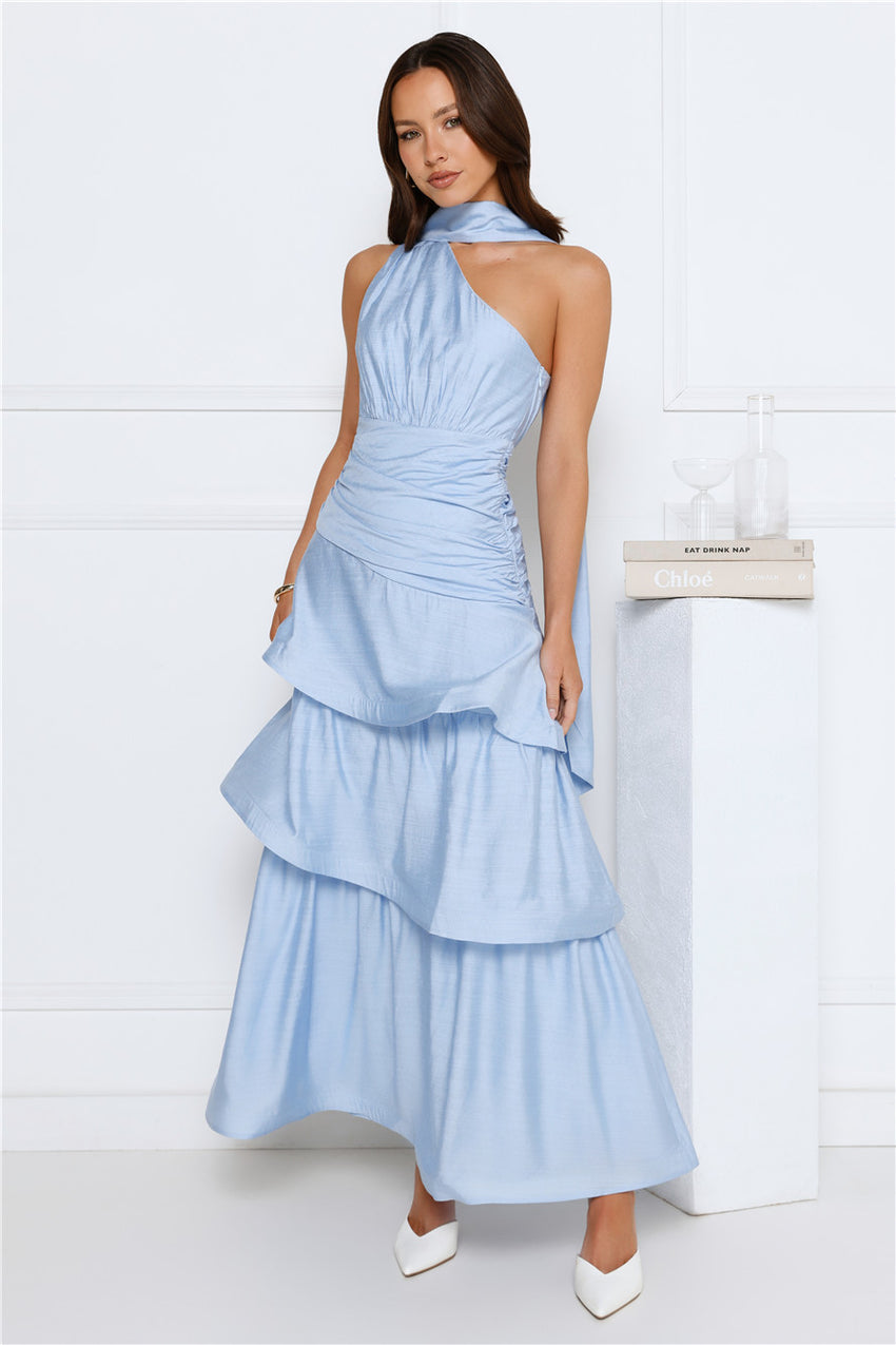 Cara One Shoulder Maxi Dress Blue
