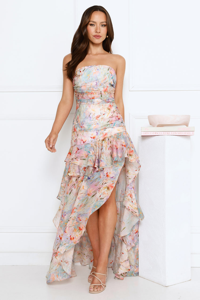 Secret Garden Chic Strapless Maxi Dress Print