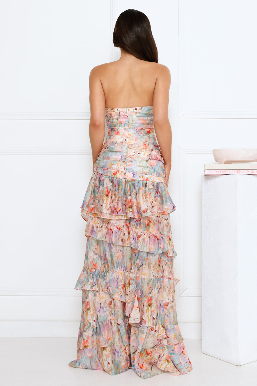 Secret Garden Chic Strapless Maxi Dress Print