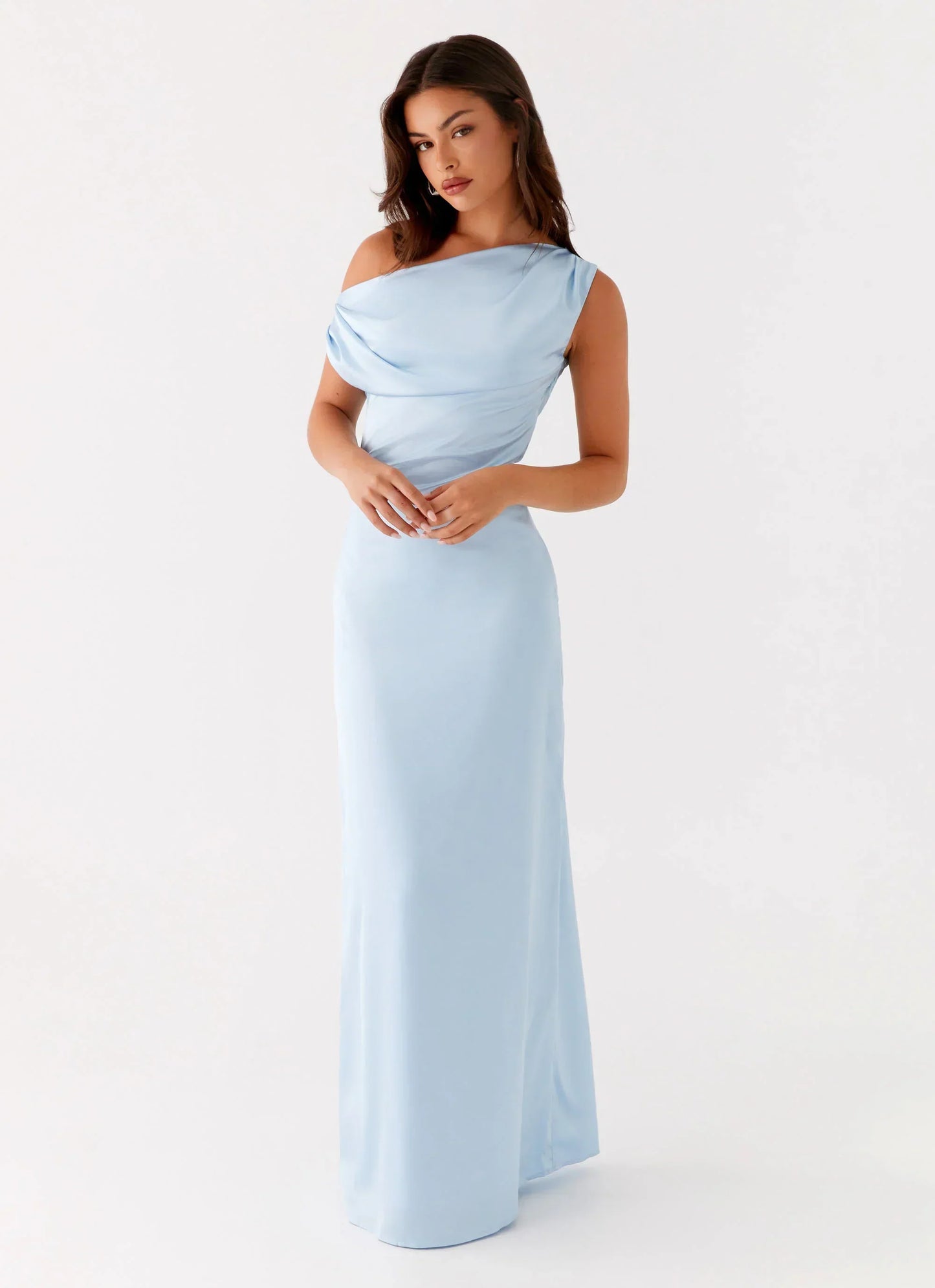 Heart Of Glass Satin Maxi Dress - Blue